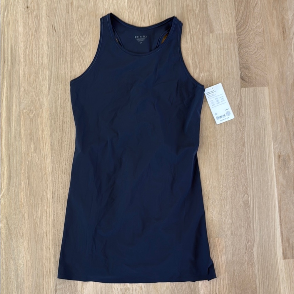 Athleta Match Point Pleated Dress Navy Size Medium NWT